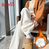班尼路（Baleno）灯芯绒直筒裤女2025秋冬季新款加绒加厚保暖窄版高腰阔腿休闲长裤