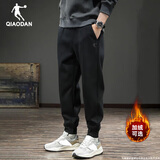 乔丹运动裤男裤2025冬季黑色男士裤子针织长裤宽松大码休闲收口男卫裤 黑色-常规【推荐】 L /175