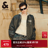 杰克·琼斯（JACK&JONES）25年秋冬男装棉衣飞行夹克男保暖宽松潮流连帽短款棉服外套男士 黑橄榄E06 3XL 195