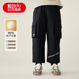 红豆童装工装男童羽绒裤冬季中大童加厚保暖休闲裤束脚裤 黑色   160