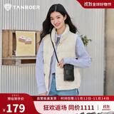 坦博尔羽绒服马甲女立领宽松外搭短款羽绒背心外套TD236006 小香白 175
