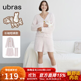 ubras【虞书欣同款】兔绒绒开襟家居服套装厚款女加绒睡衣冬季女 【长袖短裤套装】粉晨色 M