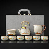 初伍汝窑观山功夫茶具套装提梁茶壶泡茶器礼盒节日送礼乔迁礼物伴手礼