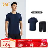 361°跑步运动套装男休闲健身宽松短袖短裤夏季男两件套652414001H-2