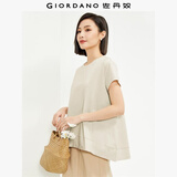 佐丹奴短袖t恤女夏季纯棉破骨A字摆宽松圆领休闲上衣13324224