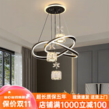 顿家餐厅吊灯2025新款现代简约轻奢水晶灯高级感卧室吊灯广东中山灯具 2099黑色/A款水晶圆柱灯罩 三色变光（无遥控）