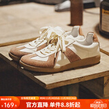 马登经典复古德训鞋男款运动休闲板鞋小白鞋平底健身训练阿甘鞋子 白棕色 /美拉德小众舒适简约帆布 42 (260mm) 男码