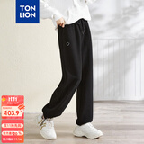唐狮春夏季新款女休闲裤显瘦高腰抽绳束脚运动裤子女 加绒款/黑色 M