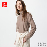 优衣库女装HEATTECH摇粒绒两翻领套头衫/长袖25秋冬新款479608 32 深米色 M /160/84A