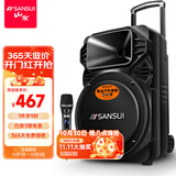 山水（SANSUI）A12-66 12吋广场舞音响 户外音响卡拉ok重低音蓝牙音响 便携式K歌移动舞台拉杆音箱大功率扩音器 豪华版（12寸重低音+单麦）