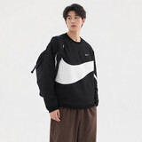 耐克NIKE男子梭织卫衣/套头衫宽松SWOOSH 梭织卫衣DX0661-010黑白XL
