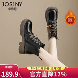 卓诗尼马丁靴女2025冬季女鞋新款英伦保暖棉鞋厚底雪地靴子加绒加厚短靴 黑色【绒里】升级款串珠搭配 38