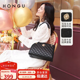 红谷女包简约休闲时尚菱格单肩包头层牛皮斜挎包 生日礼物送女友