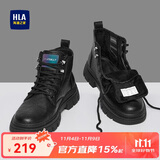 海澜之家HLA马丁靴男士休闲鞋秋冬工装鞋子男HAAGZM4AB70567 黑色加绒43