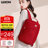 乐上（LEXON）双肩包女简约时尚书包休闲商务背包13.3英寸笔记本电脑包旅游红色