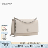 Calvin Klein通勤风小众单肩包礼物荔枝纹包包金属搭扣链条翻盖CK女包斜挎包