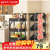 溢彩年华免安装移动书架小推车厨房置物架零食收纳架卫生间储物架子黑1860