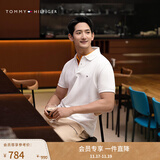 TOMMY HILFIGER25春夏新款男透气珠地网眼通勤修身短袖T恤/镶边翻领POLO衫 【修身款】云沐白色YAF M