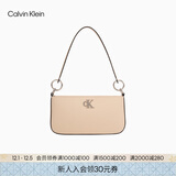 Calvin Klein时尚腋下包礼物通勤洋气包包金属字母拉链CK女包单肩法棍包DH3237