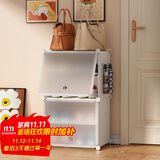 安尔雅超薄鞋柜门口简易鞋架玄关多层防尘收纳架树脂组装柜 单列四层白