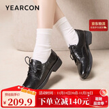 意尔康女鞋深口低跟小皮鞋通勤复古英伦风单鞋女 13300W黑色40