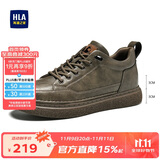 海澜之家HHLA男鞋休闲鞋子板鞋秋冬皮鞋子男HAAXXM1EBF061 棕色增高41