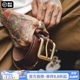 马登工装美式复古进口牛皮皮带男黄铜单针快脱扣真皮硬汉裤腰带男 深咖色 （115cm长 X 3.8cm宽）