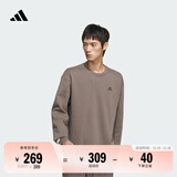 adidas情侣款宽松抓绒圆领长袖卫衣套头衫男女秋季阿迪达斯轻运动 岩层深土地棕/黑色   L