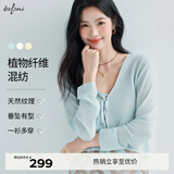 伊芙丽（eifini）蒋欣代言亚麻透气舒适系带薄款防嗮罩衫针织开衫2025新小衫 蓝色 M 110-120斤
