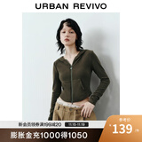 UR2025秋季新款女时尚连帽爱心蝴蝶结拉链修身外套UYB150001 咖棕 S