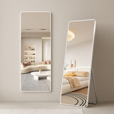 小匠材全身镜落地穿衣镜卧室衣帽间落地镜镜子宿舍铝合金贴墙镜白40*150