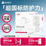维德（WELLDAY）一次性医用外科口罩100只独立装白色防沙尘保暖防鼻炎过敏灭菌级