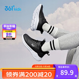 361°童鞋 儿童运动鞋25冬季男女童3-14岁皮革校园跑鞋 黑35