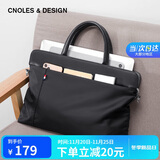蔻一（Cnoles）男士手提包休闲公文包商务通勤单肩斜挎14英寸笔记本电脑包生日礼物送爸爸男朋友老公实用 黑色