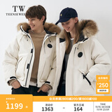 Teenie Weenie小熊男装简约休闲羽绒服秋冬大毛领情侣款羽绒服 白色 L (175)