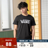 VANS范斯官方 男女情侣短袖T恤夏季经典LOGO 黑色 M