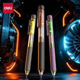 得力（deli）涡轮战士旋转出芯直液笔 0.5mm双珠ST头速干顺滑考试笔刷题笔学生中性笔 黑色3支/盒SS005-3