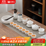 金镶玉功夫茶具整套装德化羊脂玉白陶瓷家用泡茶壶杯盖碗高端礼盒 远山