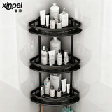 馨沛卫生间置物架太空铝免打孔厕所洗手间浴室墙角拐角三层转角置物架