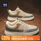 海澜之家（HLA）男鞋板鞋百搭冬季拼色加绒保暖休闲鞋子男HAABXM4CCP657 沙色40