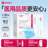 维德（WELLDAY）一次性医用口罩成人50只/盒独立包装三层透气防过敏防飞沫灭菌级