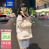 唐狮（TonLion）2025连帽面包服女棉服休闲 B款/米白 M