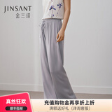 金三塔重磅真丝睡裤女桑蚕丝时尚休闲直筒长裤真丝家居裤 星空灰 M