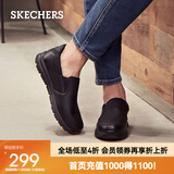 斯凯奇（Skechers）商务休闲皮鞋男一脚蹬工作鞋舒适低帮休闲鞋流行正装鞋 77157 黑色/BLK 42.5