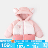嘟嘟家童装宝宝羽绒服冬季保暖儿童外套冬款男童棉服女童棉袄 皮粉色100