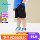 361°儿童短裤夏季男女童3-12岁透气运动裤梭织五分裤 黑 110