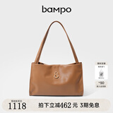 半坡饰族（bampo）女包包新款福瑞方方包头层牛皮大容量轻奢单肩斜挎包礼物女友 枇杷棕【葫芦专属五金】