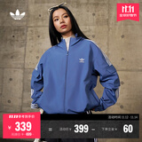 adidas经典三条纹运动连帽夹克外套男女春季阿迪达斯三叶草 深蓝   2XL  
