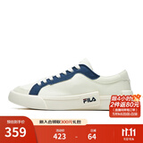 FILA FUSION斐乐男鞋POP帆布鞋潮牌男子潮流板鞋街拍运动休闲鞋男 奶白/徽章蓝-GB 40.5
