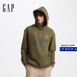 GAP男女装字母logo印花连帽抓绒长袖口袋卫衣上衣609135 绿色 M (170/92A) 亚洲尺码